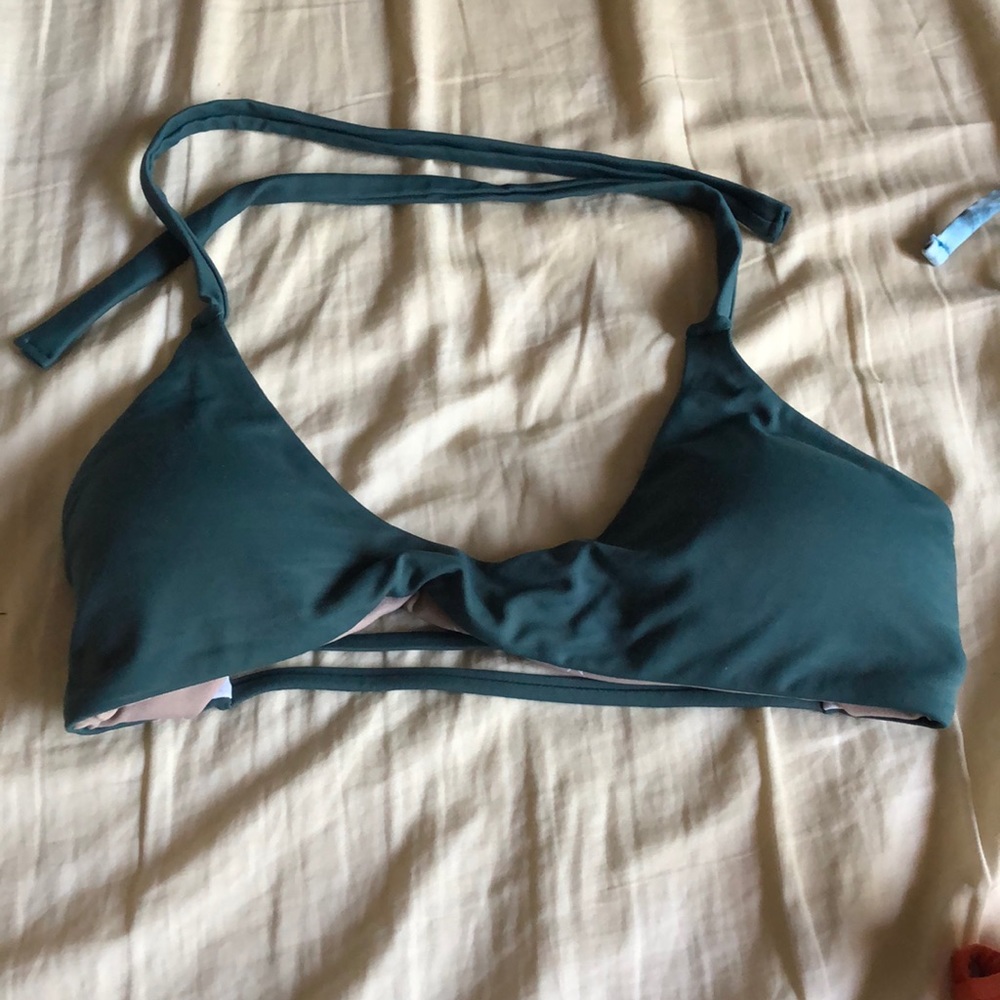 Midori dark green halter bikini top